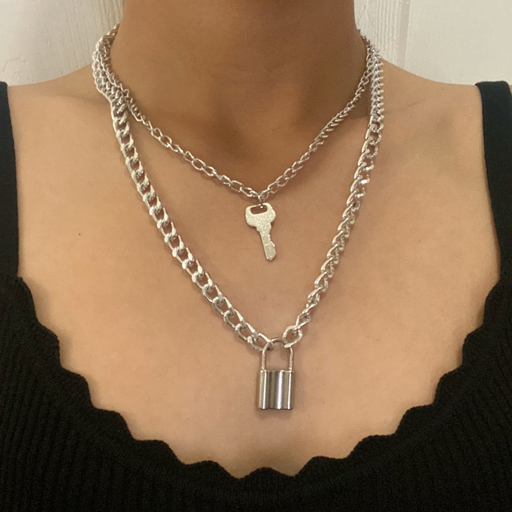Lock & Key Chain Necklace